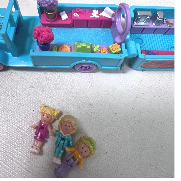 Polly Pocket Vtg Flower Cafe Splash Slide Waterpark Parytime Surprise Birthday - Picture 4 of 13